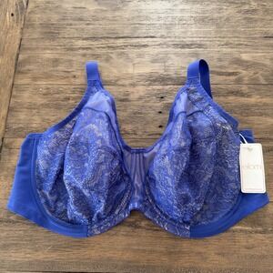 Elomi Raquel Underwire Full Coverage Lace Bra Sapphire Blue 44G EL4050SAR NEW